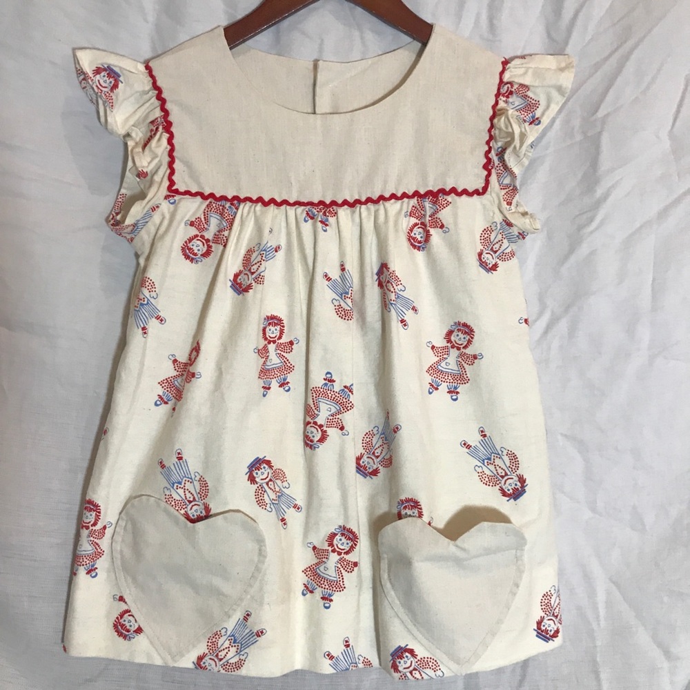 Handmade Ragedy Ann and Andy ruffle top.